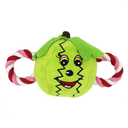 Plush Dog Toy Fruit Shape with Cotton Filling and Rope Handle 5