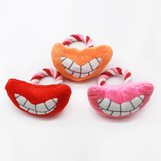 Plush Teeth Dog Toy with Cotton Rope for Chewing and Tugging