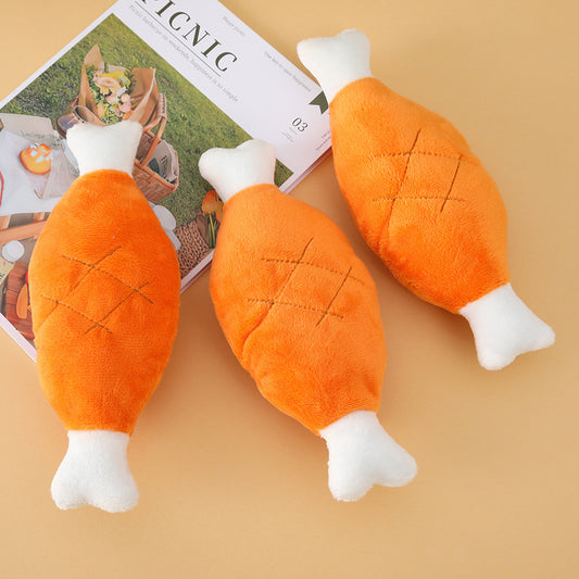 Drumstick Plush Dog Toy Squeaky Soft Material 21x8cm