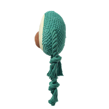 Avocado Plush Dog Toy with Rope Knots Durable Squeaky Toy 2