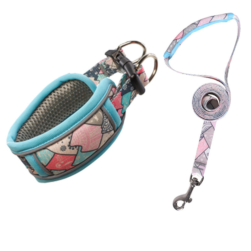 Printed Reflective Dog Collar Adjustable Polyester Material 4