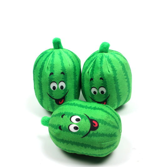 Watermelon Plush Dog Toy Soft Squeaky Interactive Toy