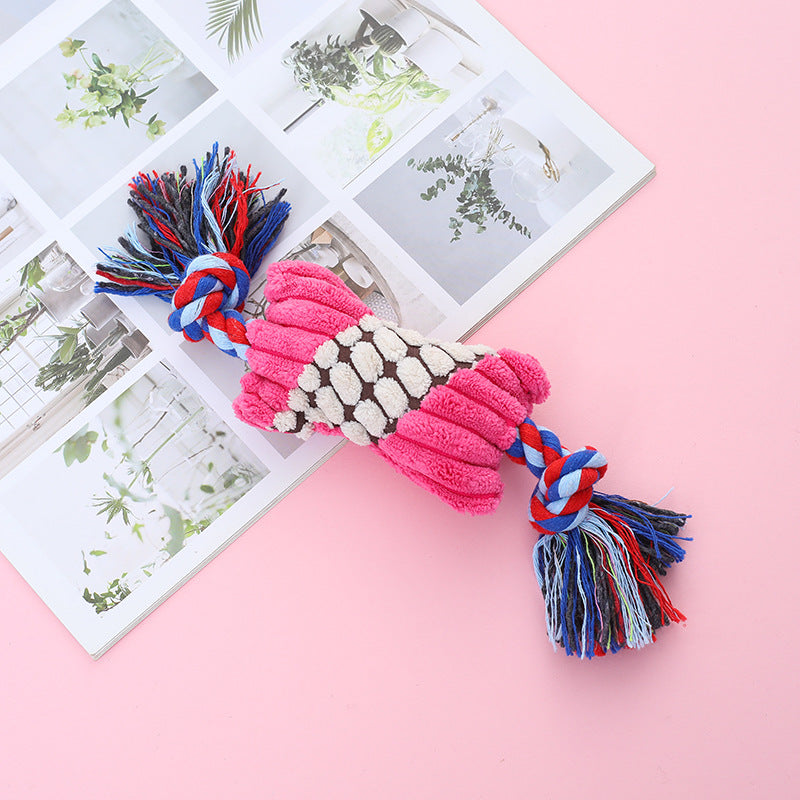 Plush Dog Rope Toy Candy Shape Durable Chew Toy 6