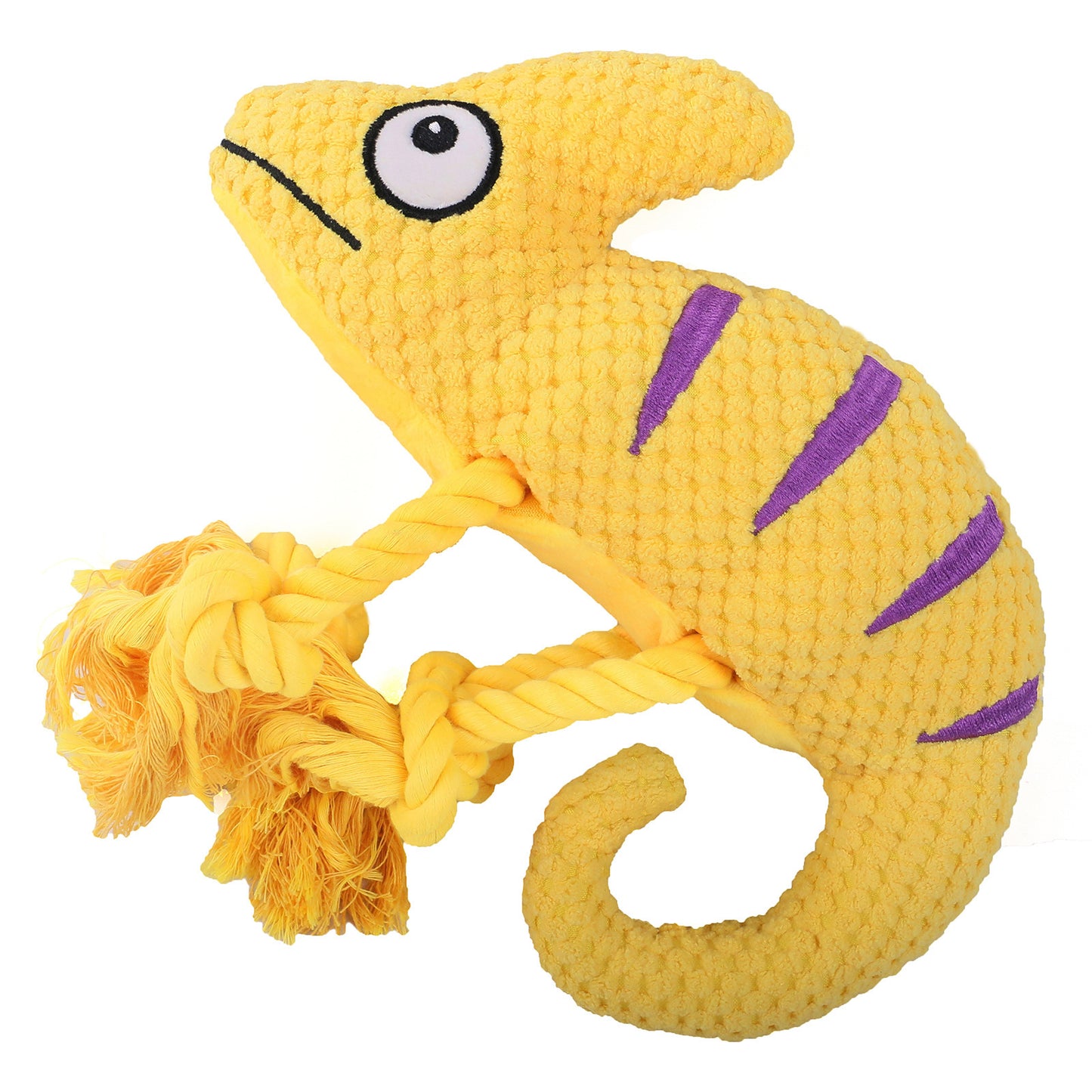 Plush Lizard Dog Toy with Rope Knots Durable Squeaky Soft 4