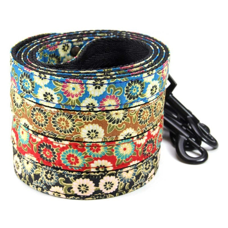 Polyester Floral Dog Collar Adjustable Small Medium Large 5