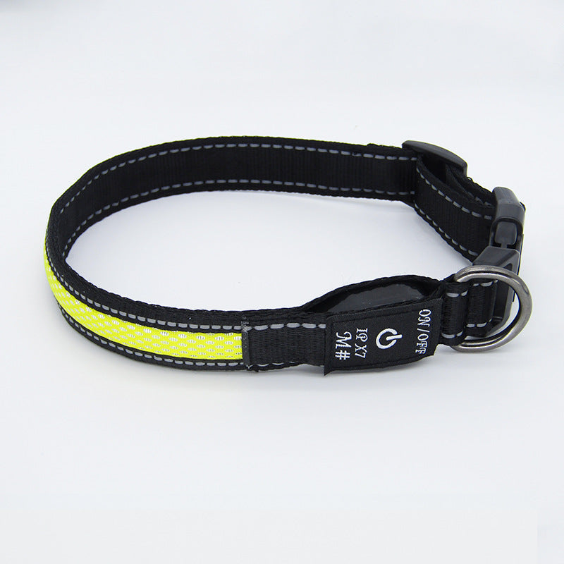 LED Light Up Nylon Mesh Dog Collar Adjustable