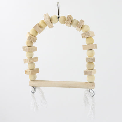 Wooden Parrot Swing Bird Cage Toy Solid Wood 22x16x3cm 3