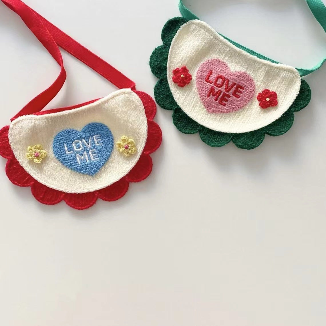 Cute Cotton Dog Bandana Embroidered Love Me Design