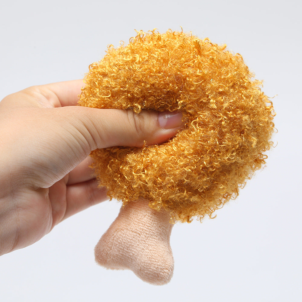 Squeaky Plush Dog Toy Chicken Leg Shape Soft Interactive 3