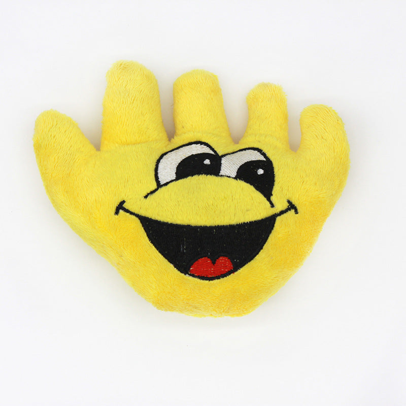 Plush Hand Shape Dog Toy Soft Smiling Face 10x12cm 7