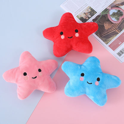 Five-Pointed Star Plush Dog Chew Toy with Squeaker 13x10cm 4