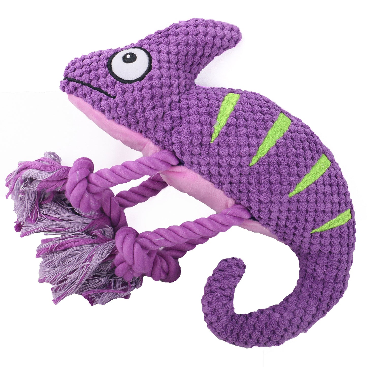 Plush Lizard Dog Toy with Rope Knots Durable Squeaky Soft 3