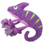 Plush Lizard Dog Toy with Rope Knots Durable Squeaky Soft 3