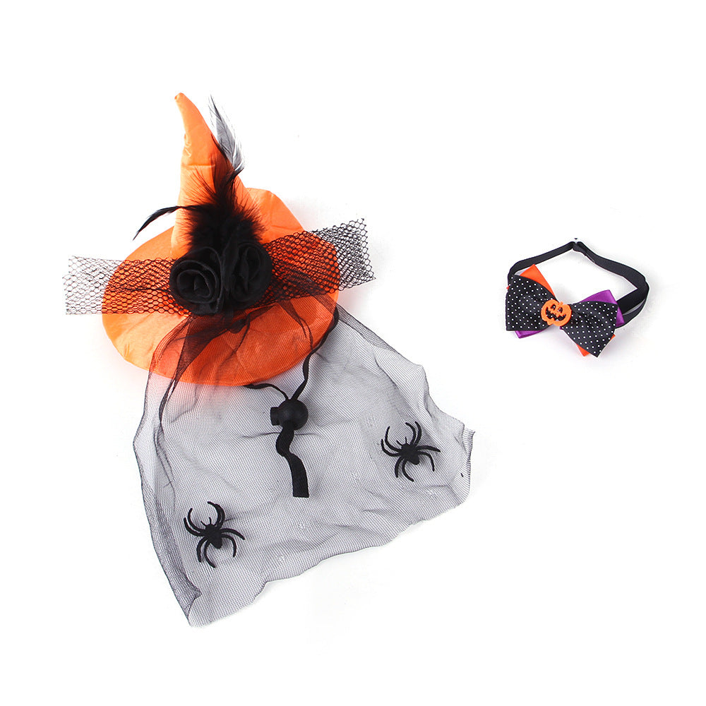 Halloween Pumpkin Bow Tie Dog Hat Costume 2 Pack 3