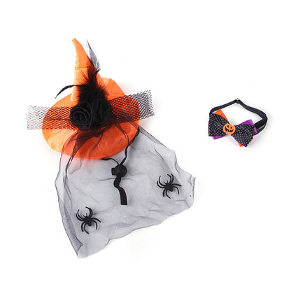 Halloween Pumpkin Bow Tie Dog Hat Costume 2 Pack 3