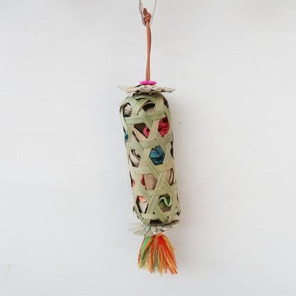 Bamboo Palm Leaf Parrot Chew Toy Hanging Cage Accessory 6