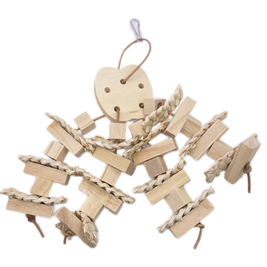 Natural Wood Parrot Chew Toy Hanging Bird Cage Accessory