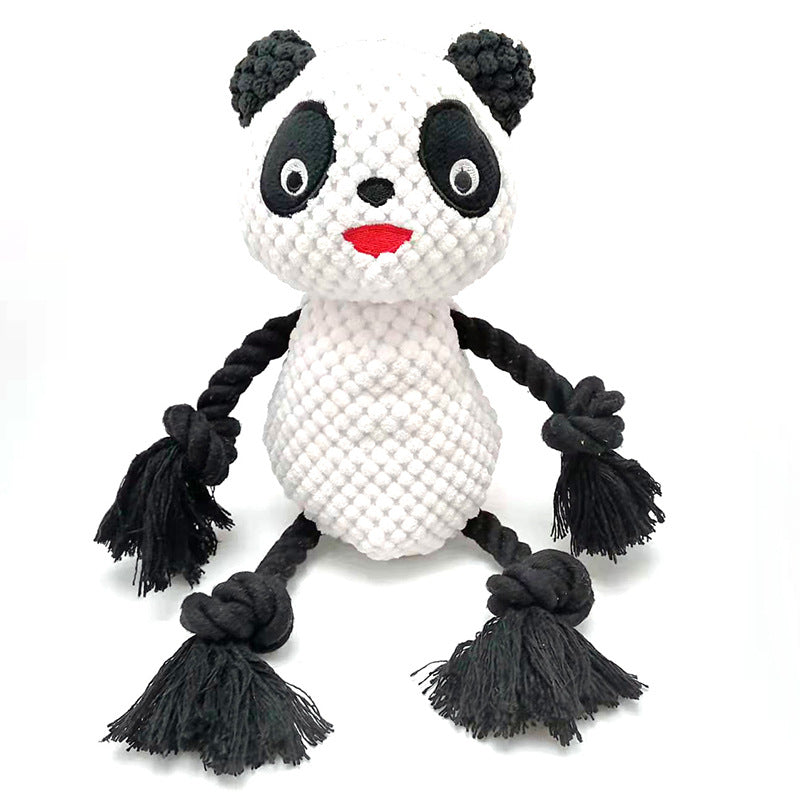 Plush Panda Dog Toy Cotton Rope Soft Squeaky
