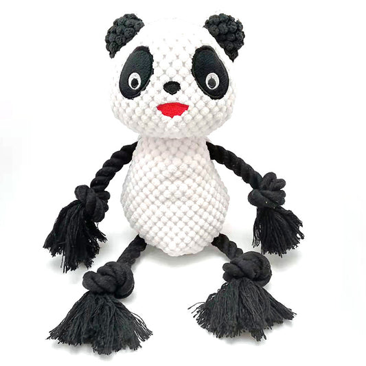 Plush Panda Dog Toy Cotton Rope Soft Squeaky