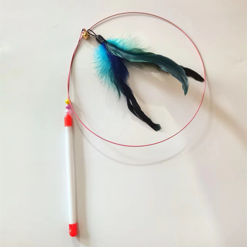 Interactive Cat Teaser Wand Toy Feather with Bell 4