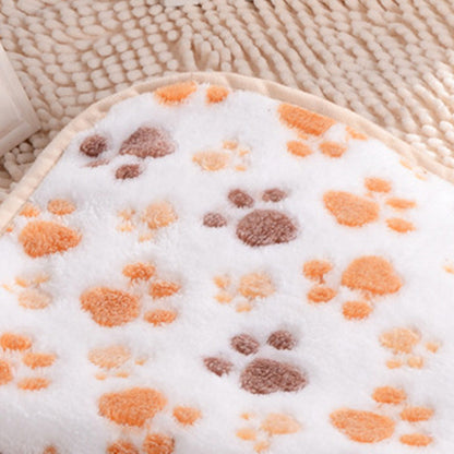 Coral Fleece Dog Blanket Soft Warm Paw Print Design 4