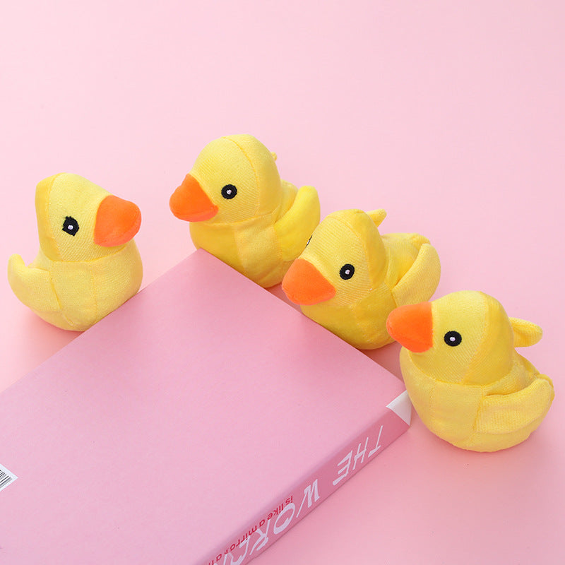 Small Plush Dog Toy Yellow Duck Sounding Soft Squeaky 2
