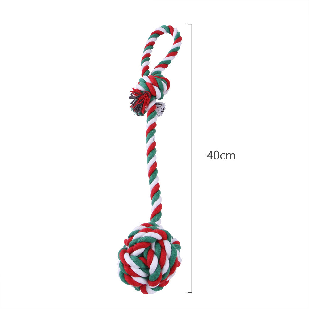 Cotton Dog Rope Toy Christmas Themed Durable Chew Toy 8