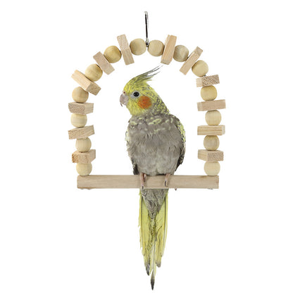Wooden Parrot Swing Bird Cage Toy Solid Wood 22x16x3cm 4