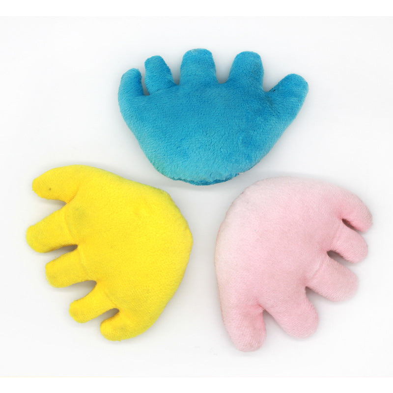 Plush Hand Shape Dog Toy Soft Smiling Face 10x12cm 3