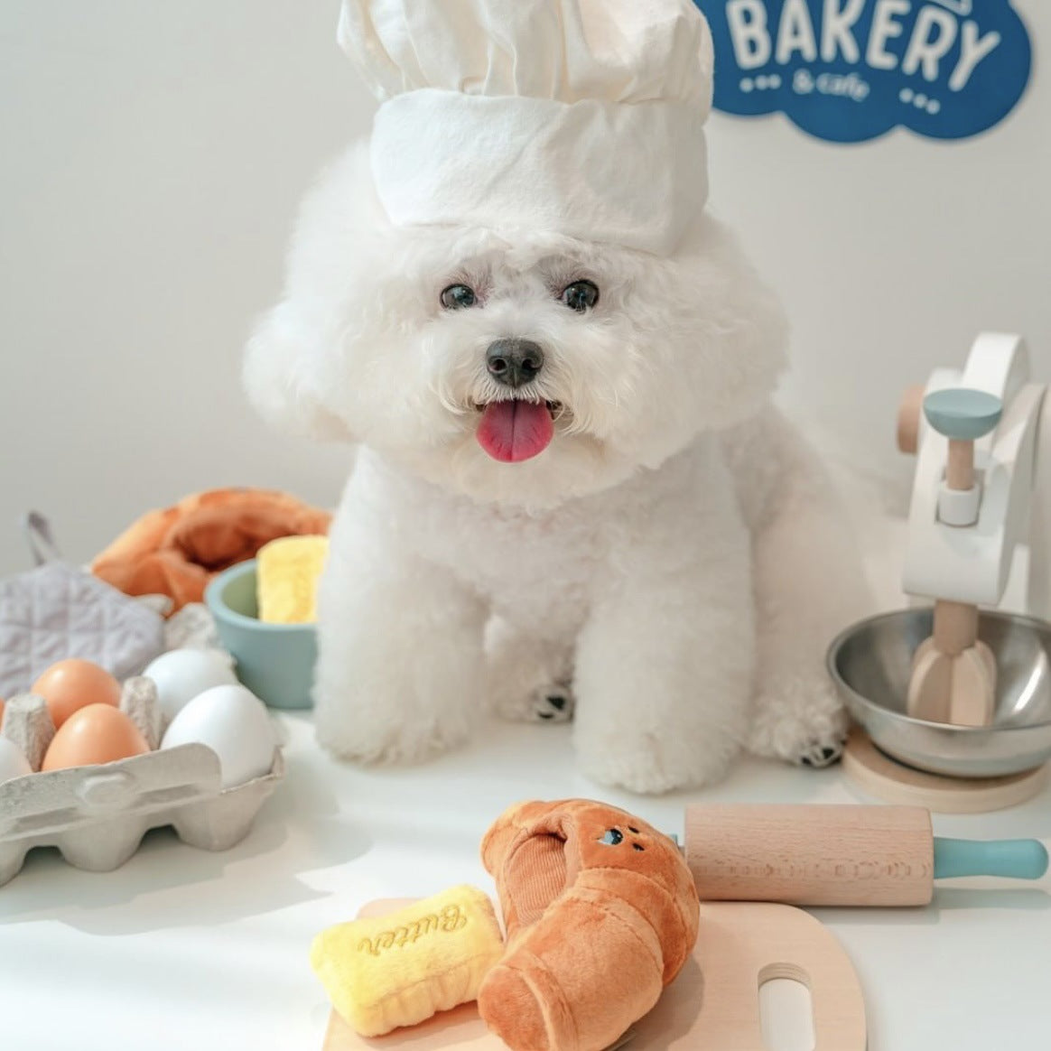 Croissant Plush Dog Toy Soft Squeaky Pet Chew Toy 2