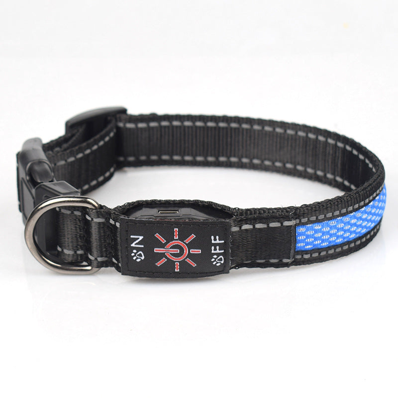 LED Light Up Nylon Mesh Dog Collar Adjustable 4