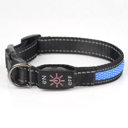LED Light Up Nylon Mesh Dog Collar Adjustable 4