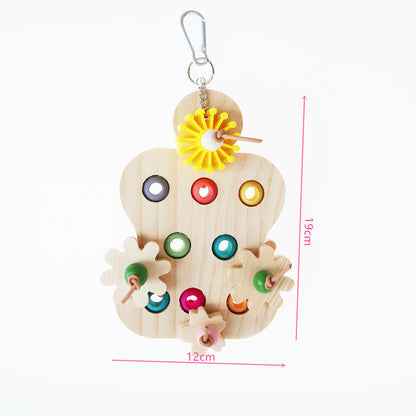 Wooden Parrot Educational Toy Hanging Cage Accessory 12x19cm 2