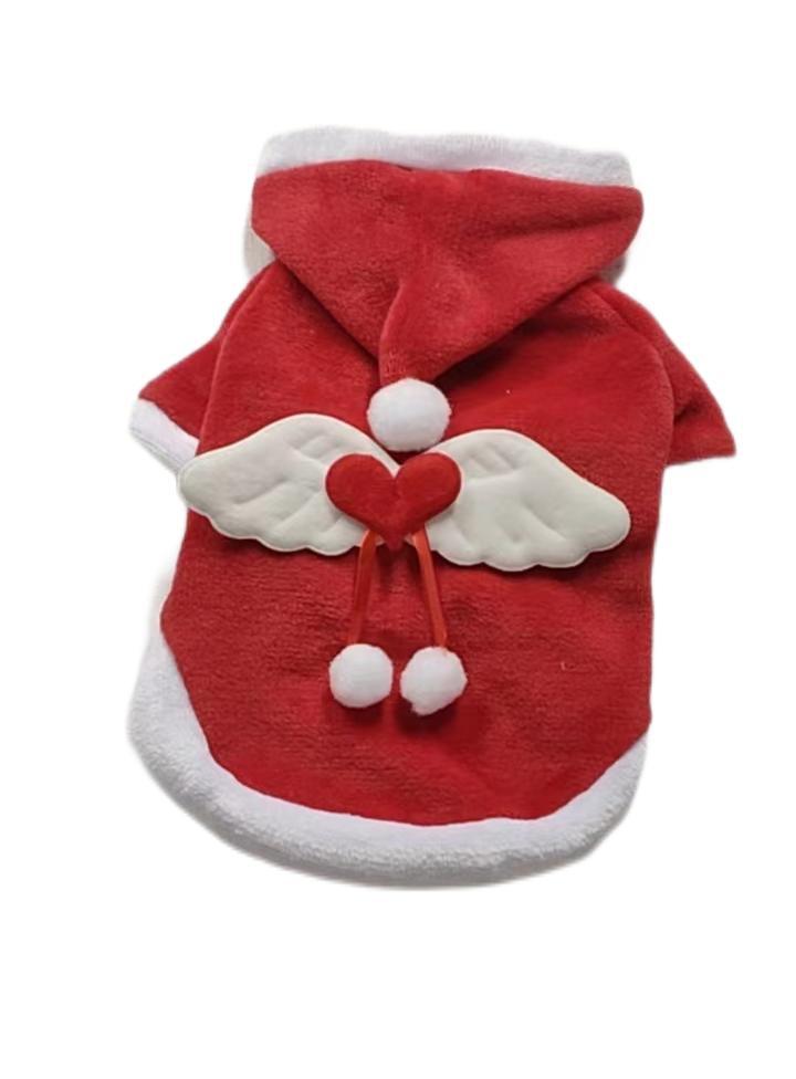 Coral Fleece Dog Clothes Christmas Santa Elk Flannel Hoodie 6