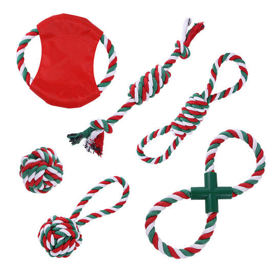 Cotton Dog Rope Toy Christmas Themed Durable Chew Toy