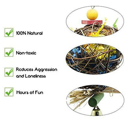 Rattan Parrot Chew Toy Hanging Pull Wire Grass Ball 10x20cm 5