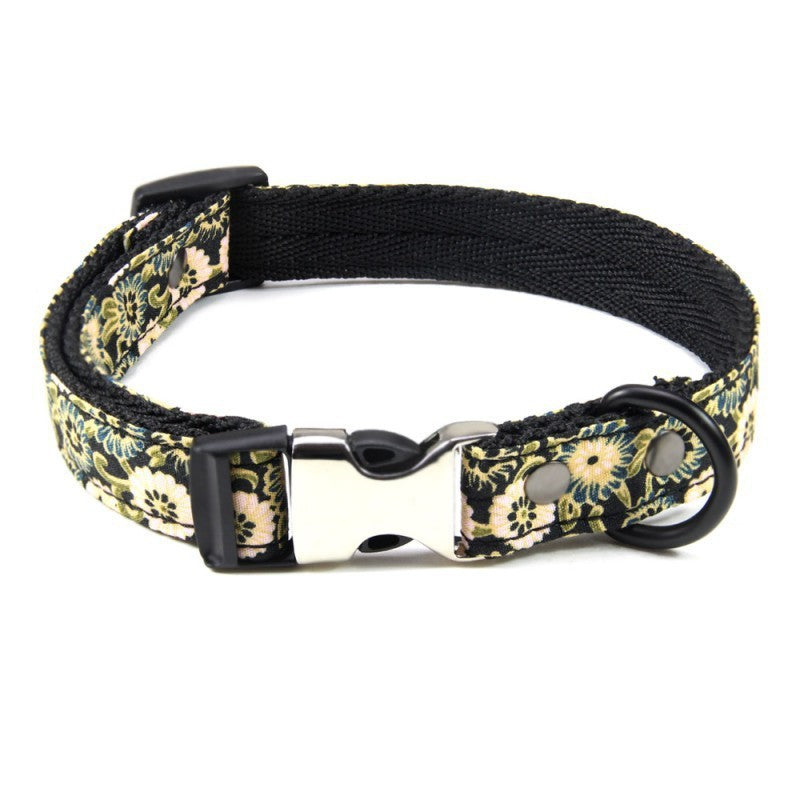 Polyester Floral Dog Collar Adjustable Small Medium Large 7