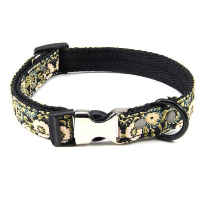 Polyester Floral Dog Collar Adjustable Small Medium Large 7