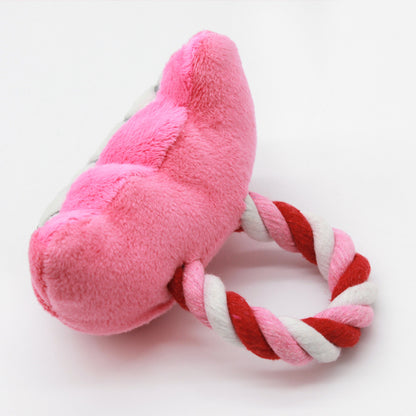 Plush Teeth Dog Toy with Cotton Rope for Chewing and Tugging 3