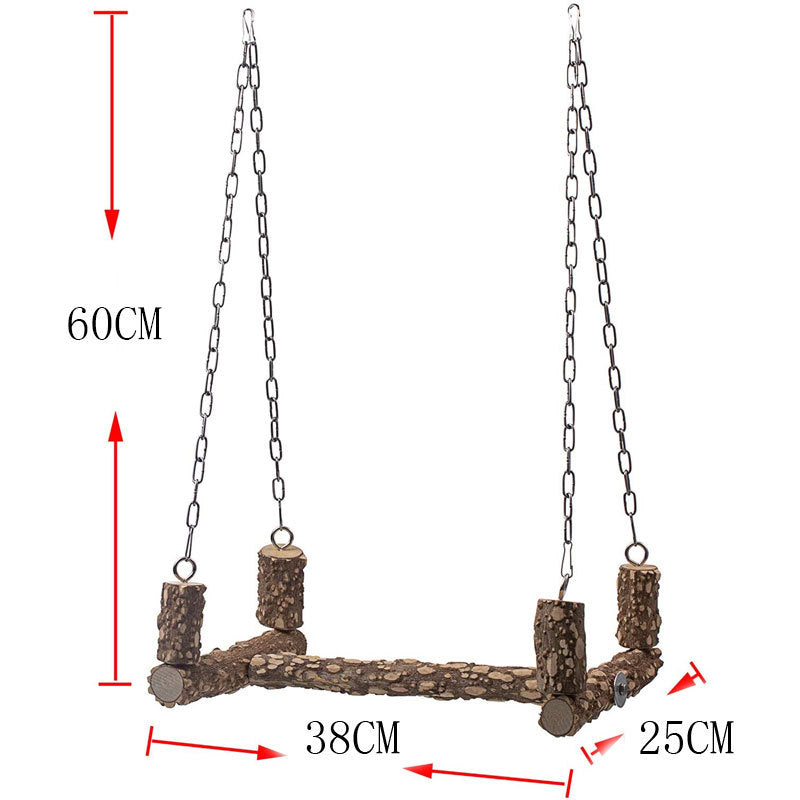 Wooden Parrot Swing Chain Hanging Cage Toy 40x25x60cm 2