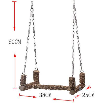 Wooden Parrot Swing Chain Hanging Cage Toy 40x25x60cm 2