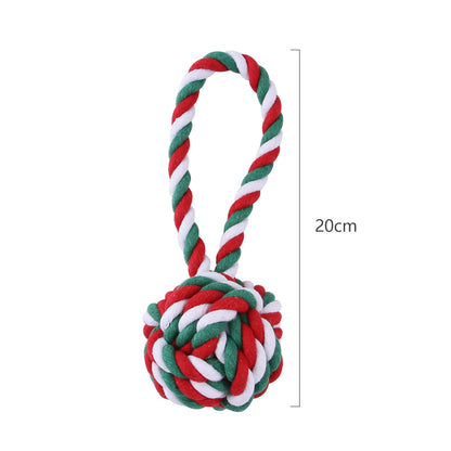 Cotton Dog Rope Toy Christmas Themed Durable Chew Toy 9