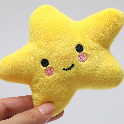 Five-Pointed Star Plush Dog Chew Toy with Squeaker 13x10cm