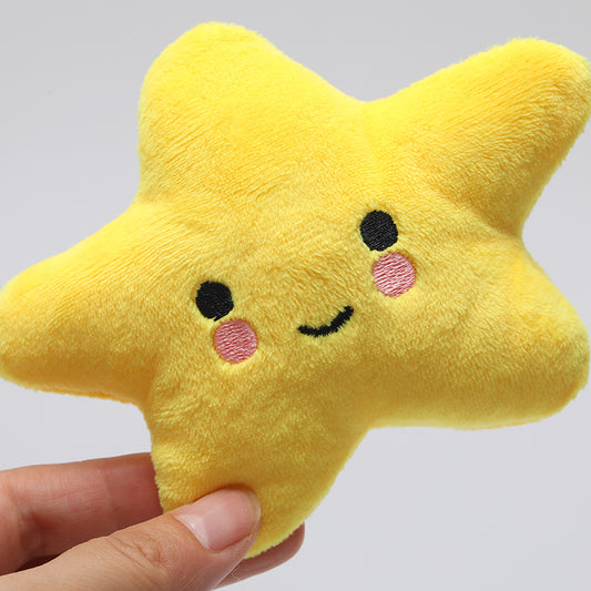 Five-Pointed Star Plush Dog Chew Toy with Squeaker 13x10cm