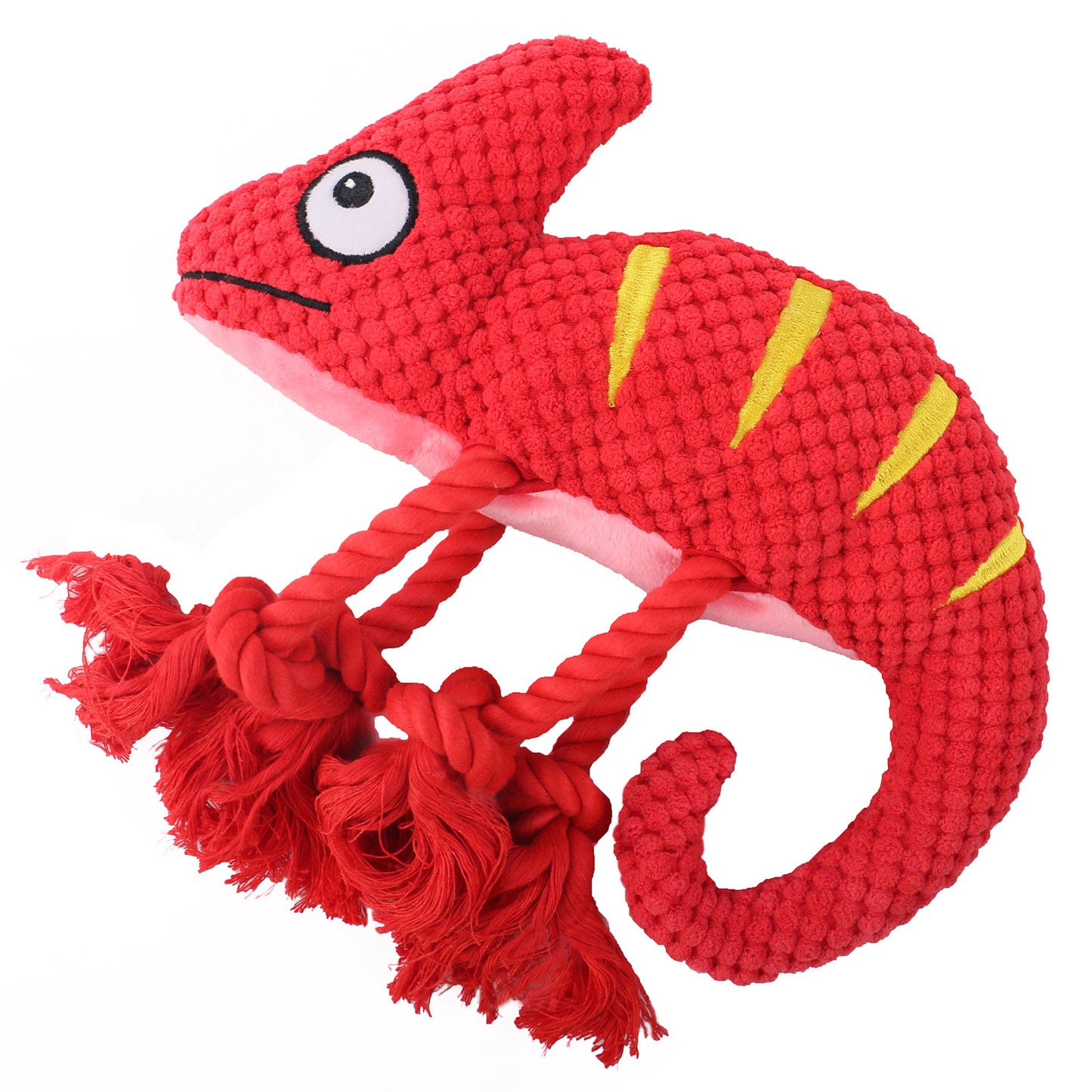 Plush Lizard Dog Toy with Rope Knots Durable Squeaky Soft 6