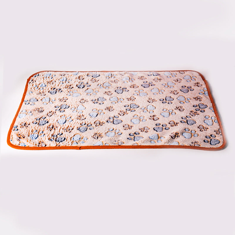 Coral Fleece Dog Blanket Soft Warm Paw Print Design 7