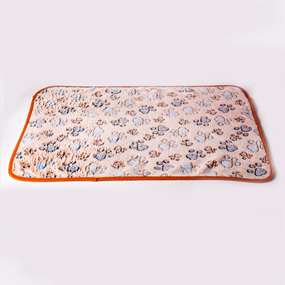 Coral Fleece Dog Blanket Soft Warm Paw Print Design 7