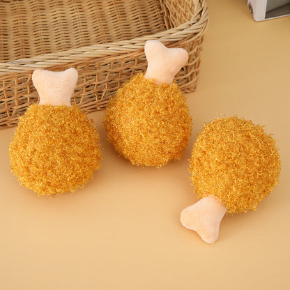Squeaky Plush Dog Toy Chicken Leg Shape Soft Interactive 2