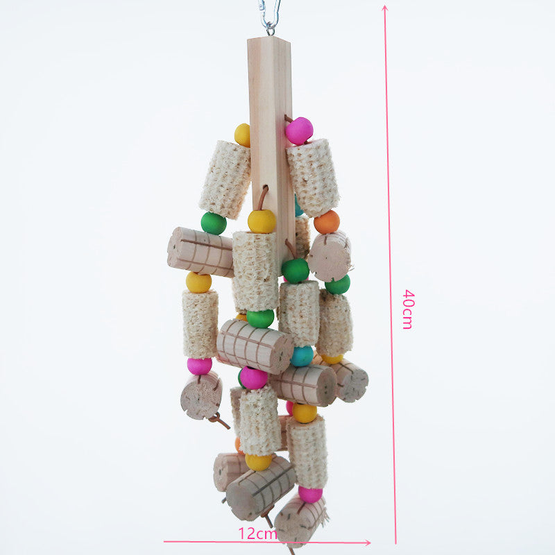Wooden Corncob Parrot Chew Toy Hanging Large String 12 x 40cm 2