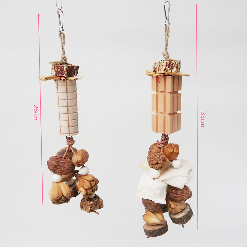 Wooden Parrot Chew Toy Hanging Natural Bird Cage Accessory 4